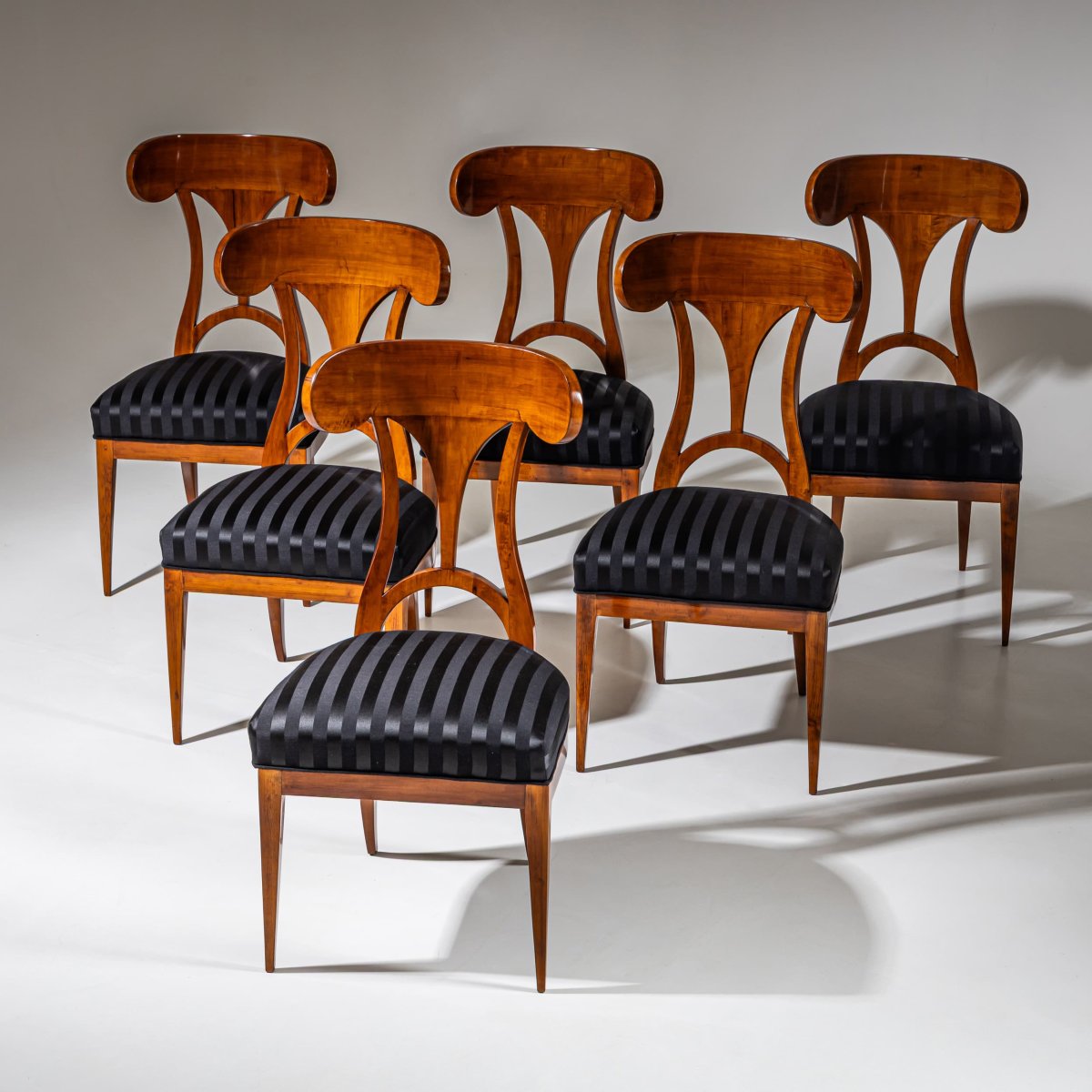 Set Of Six Biedermeier Chairs With Shovel-shaped Backs, Circa 1820-photo-2