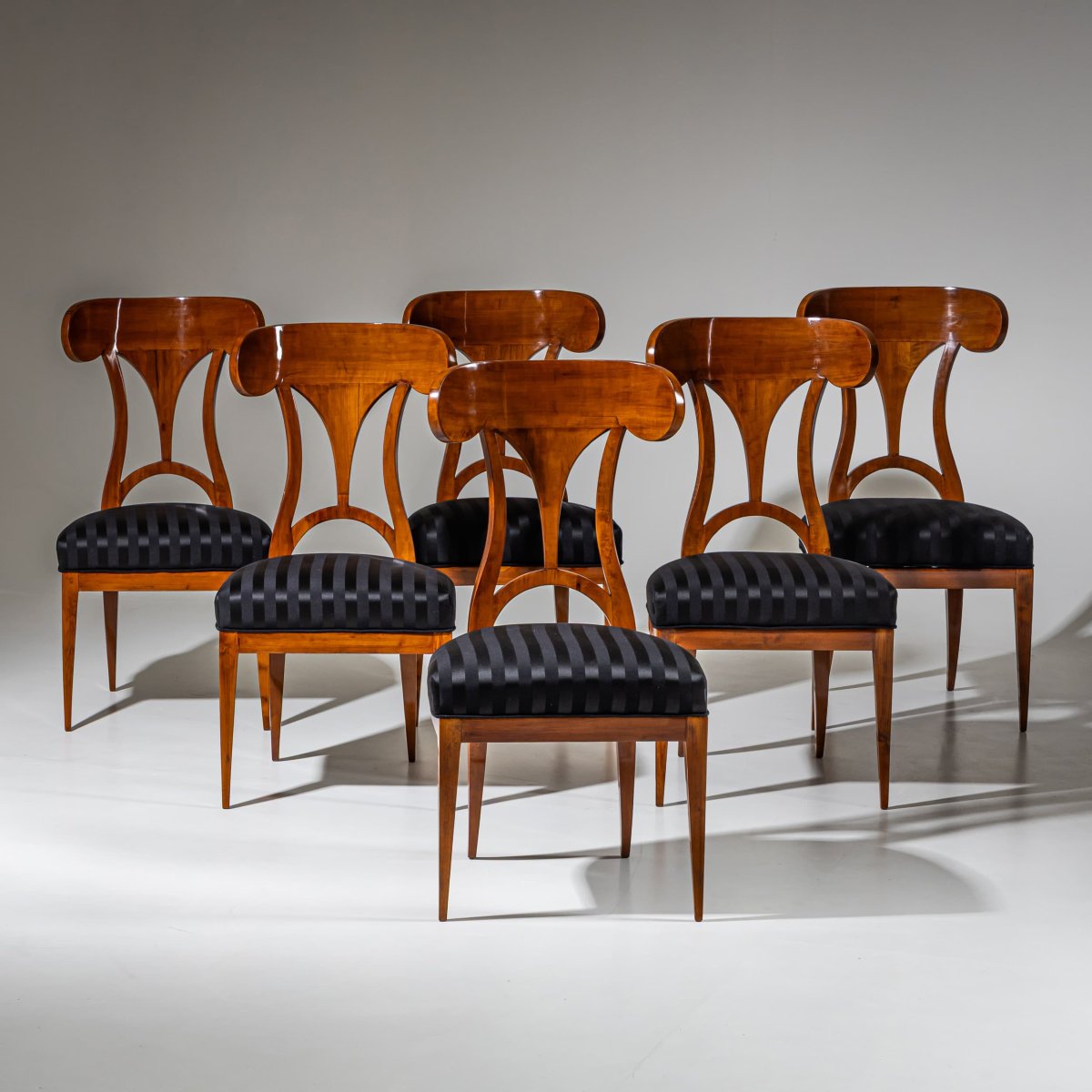 Set Of Six Biedermeier Chairs With Shovel-shaped Backs, Circa 1820