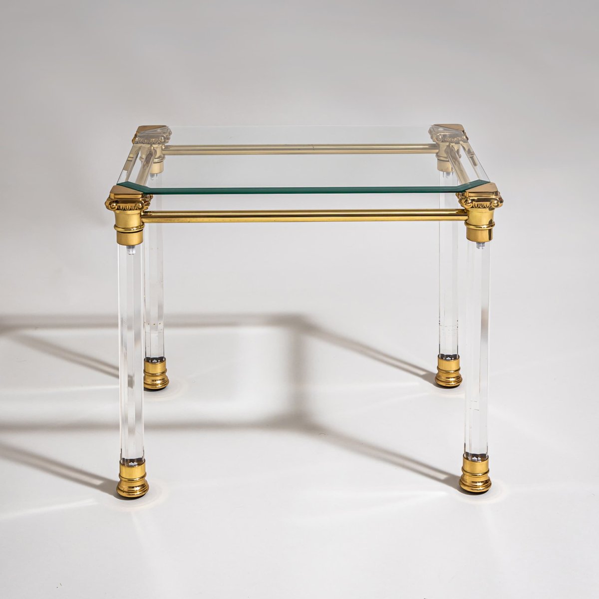 Two Plexiglas And Brass Coffee Tables, Probably From Italy, Late 20th Century-photo-4