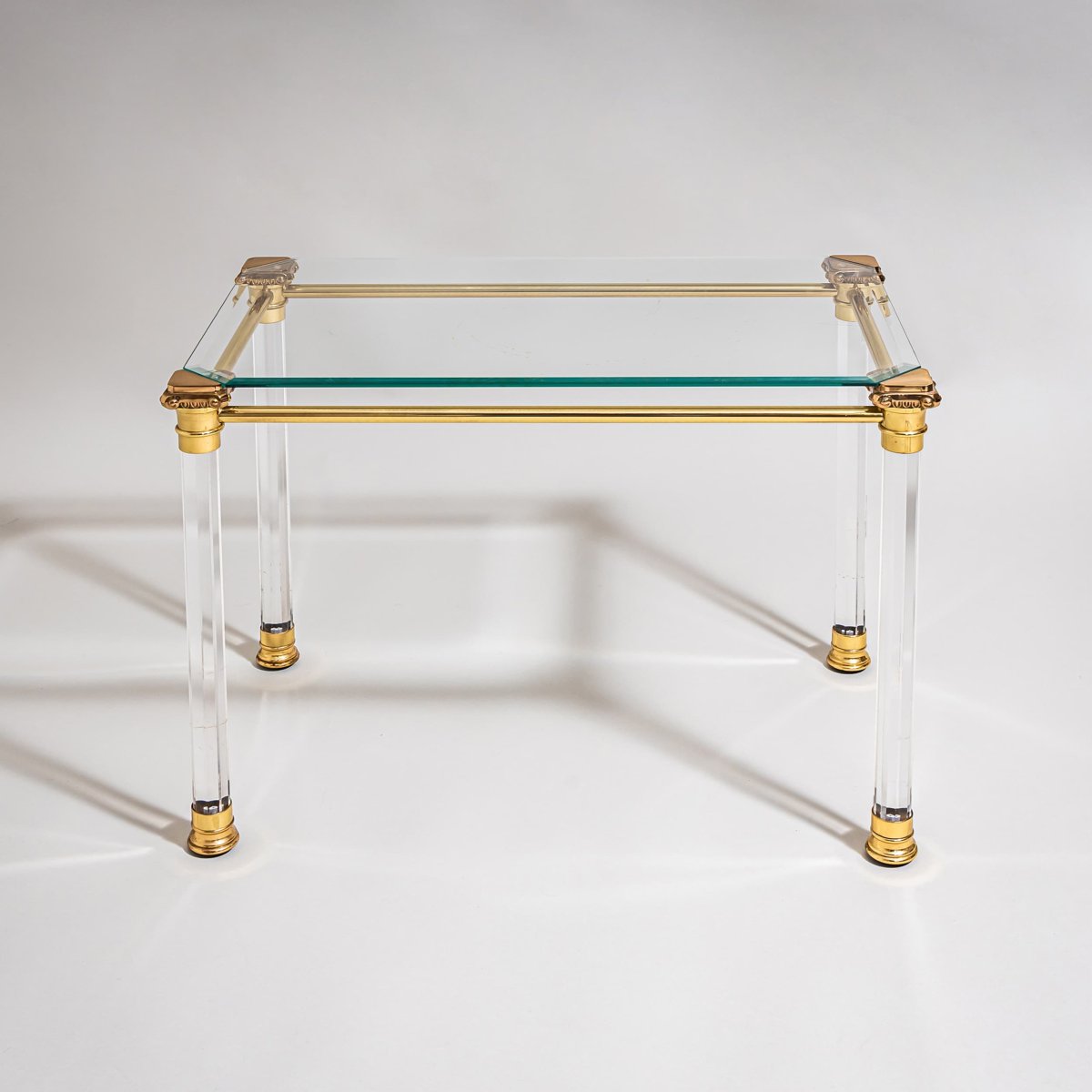 Two Plexiglas And Brass Coffee Tables, Probably From Italy, Late 20th Century-photo-2