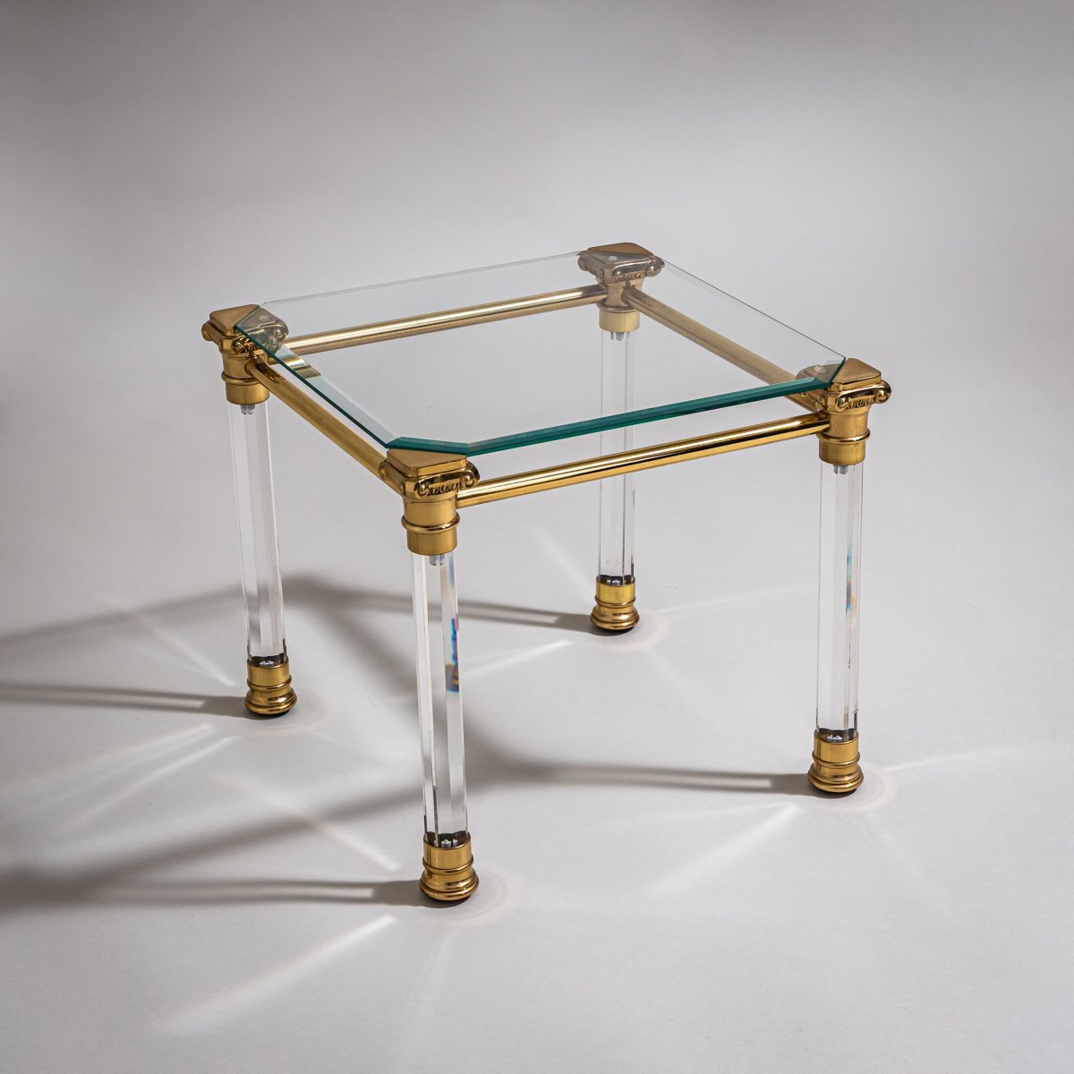 Two Plexiglas And Brass Coffee Tables, Probably From Italy, Late 20th Century-photo-3