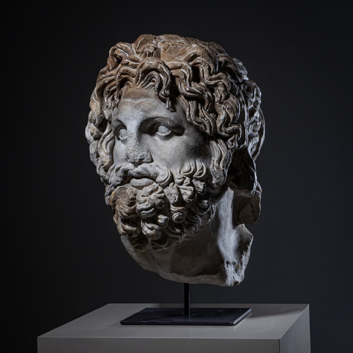 Head Of Asclepius, Modern Plaster Cast After The Antique Original, 21st Century-photo-2