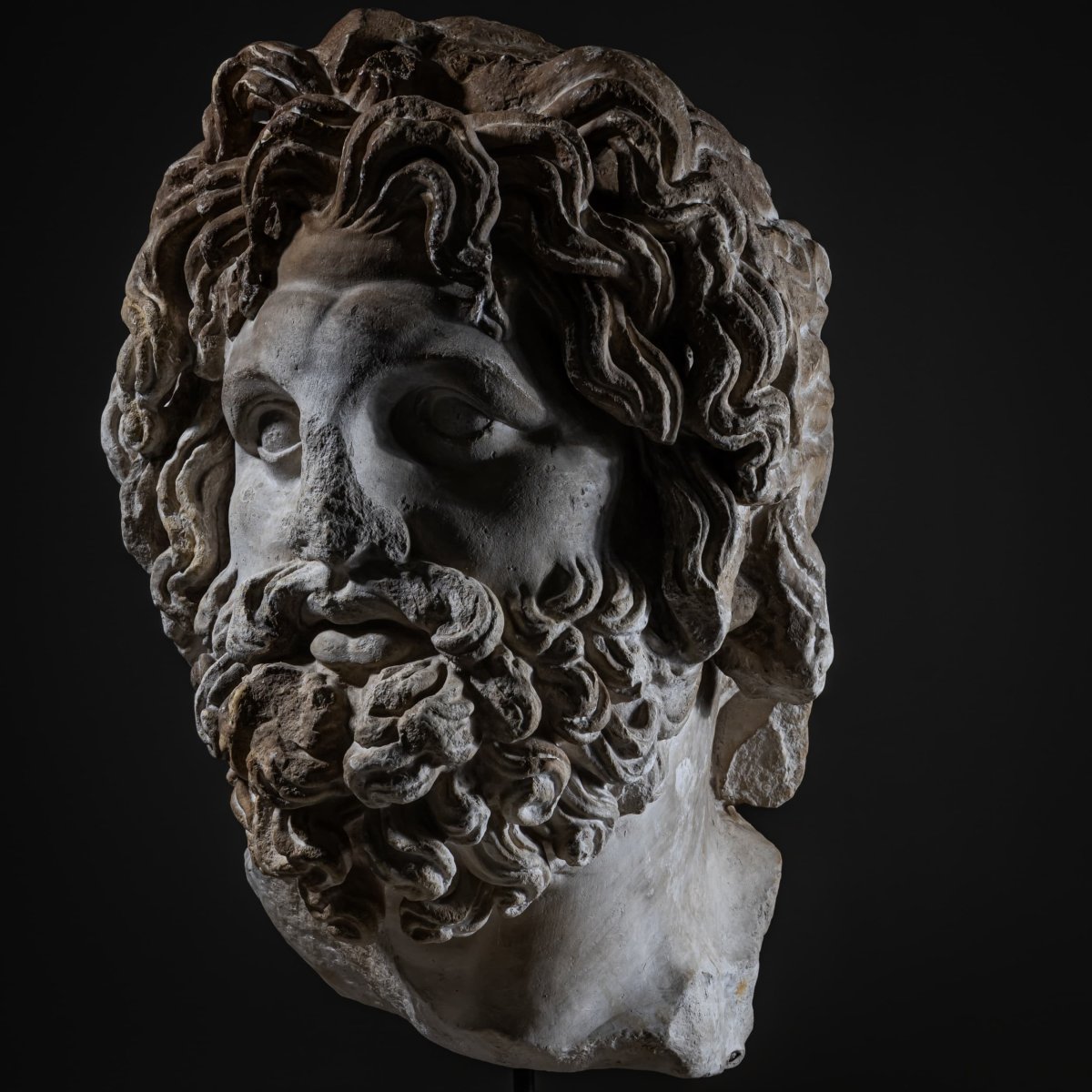 Head Of Asclepius, Modern Plaster Cast After The Antique Original, 21st Century-photo-3