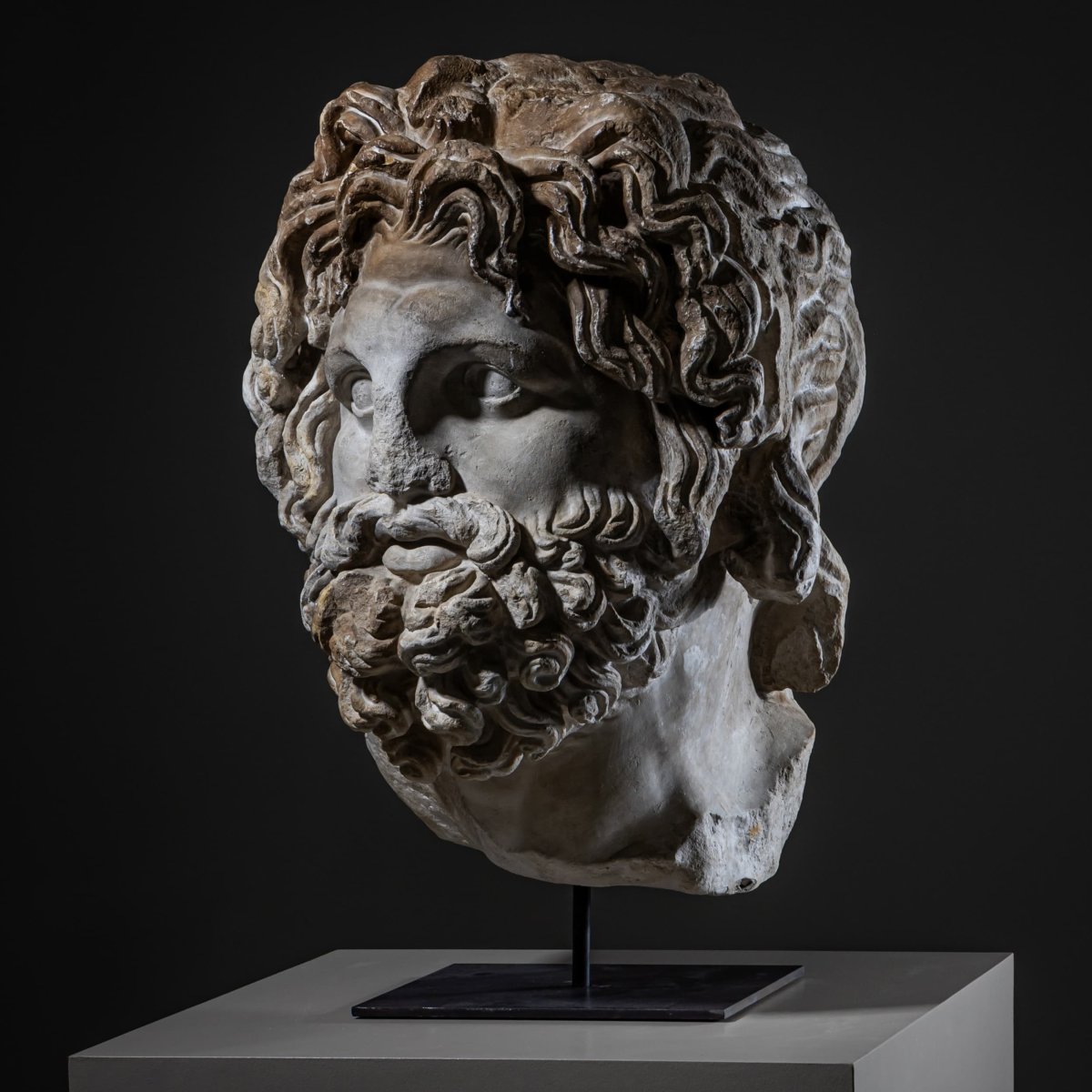 Head Of Asclepius, Modern Plaster Cast After The Antique Original, 21st Century-photo-4