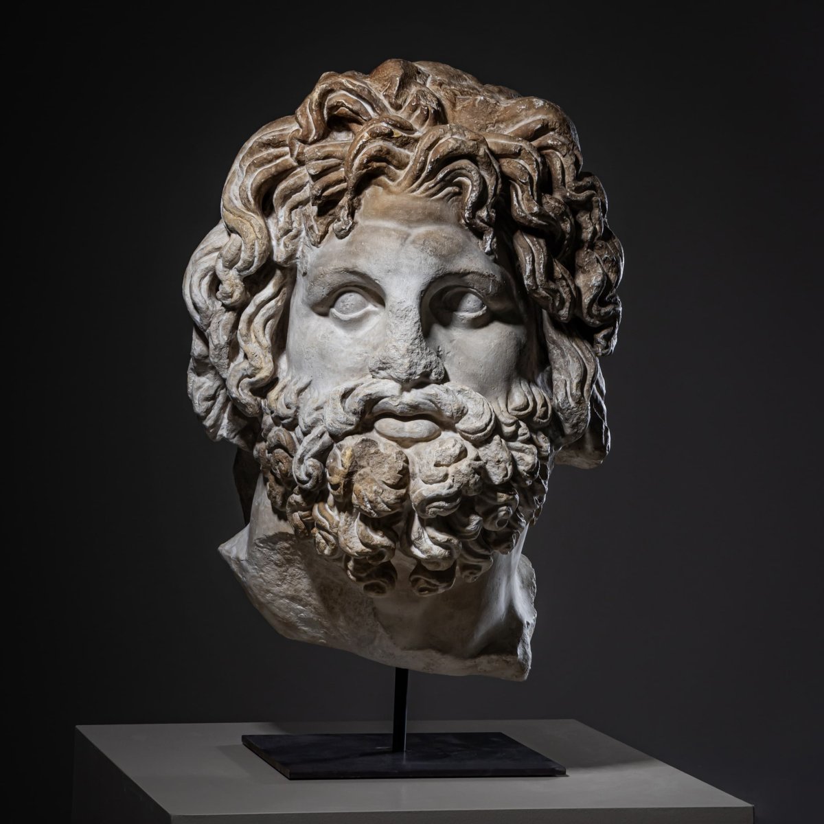 Head Of Asclepius, Modern Plaster Cast After The Antique Original, 21st Century