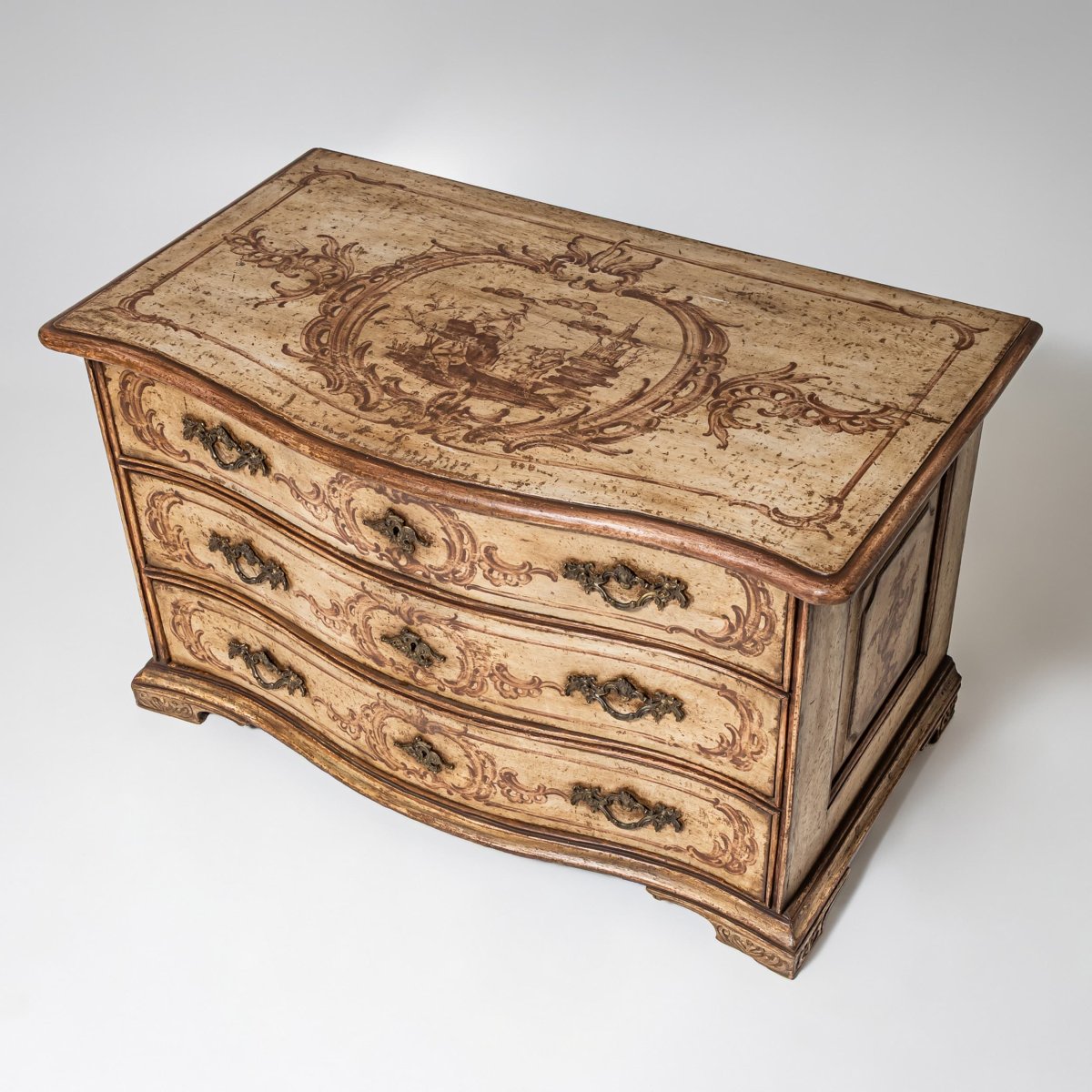 Commode baroque peinte à la main, XVIIIe siècle-photo-2