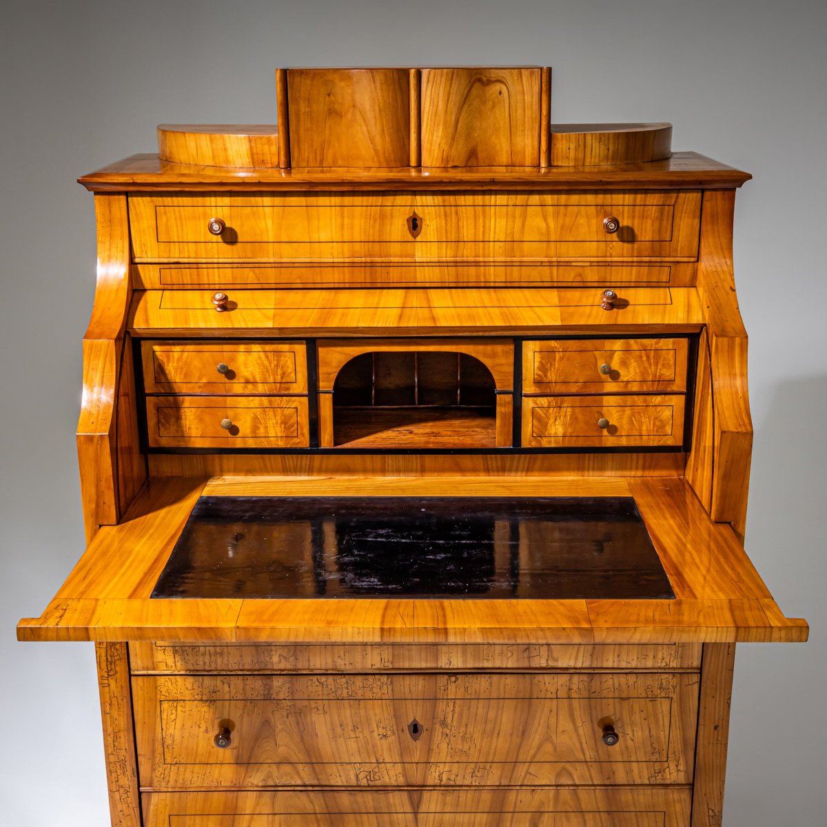 Biedermeier-style Drop-front Secretary Desk In Cherry Wood, Saxony, Circa 1835-photo-2