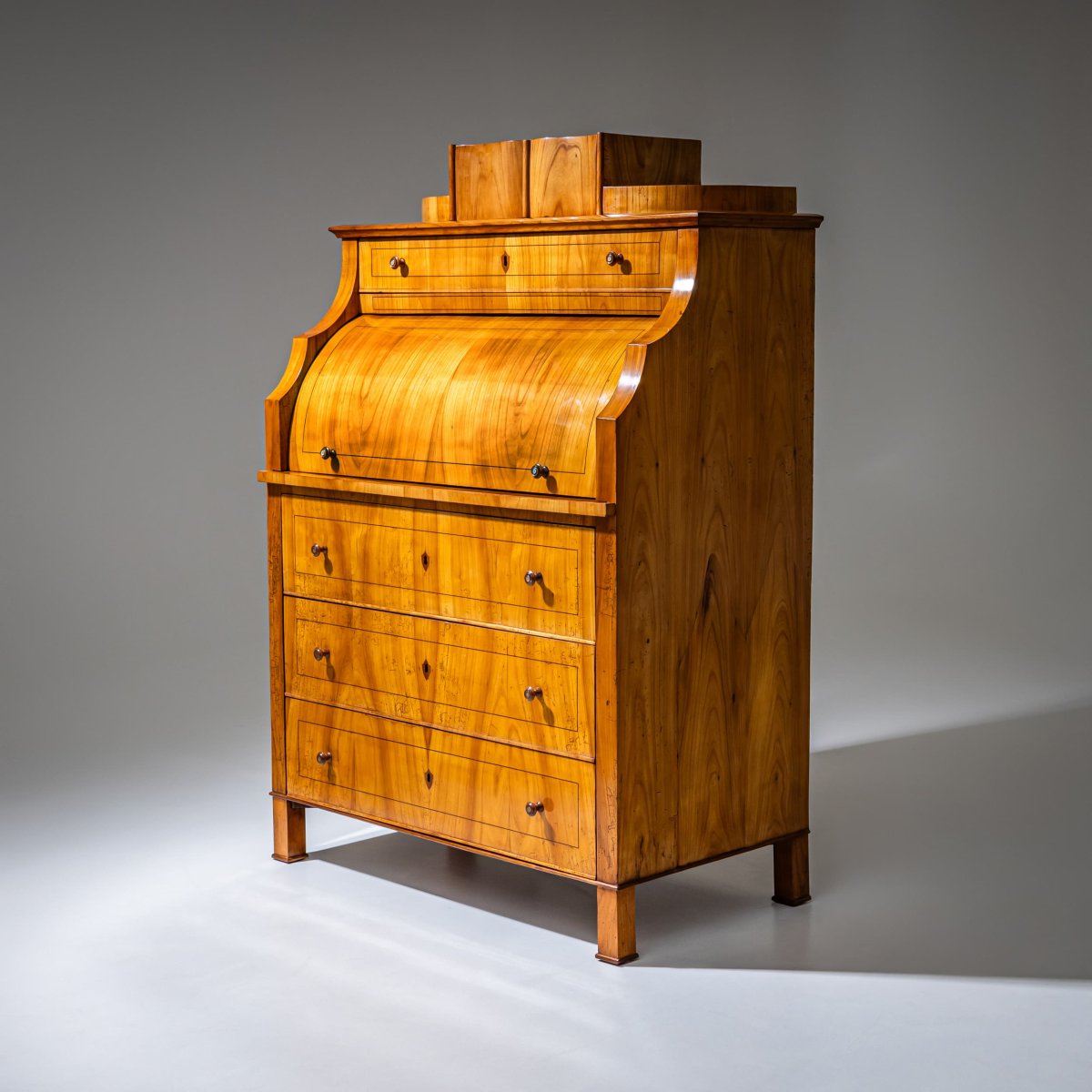 Biedermeier-style Drop-front Secretary Desk In Cherry Wood, Saxony, Circa 1835-photo-2