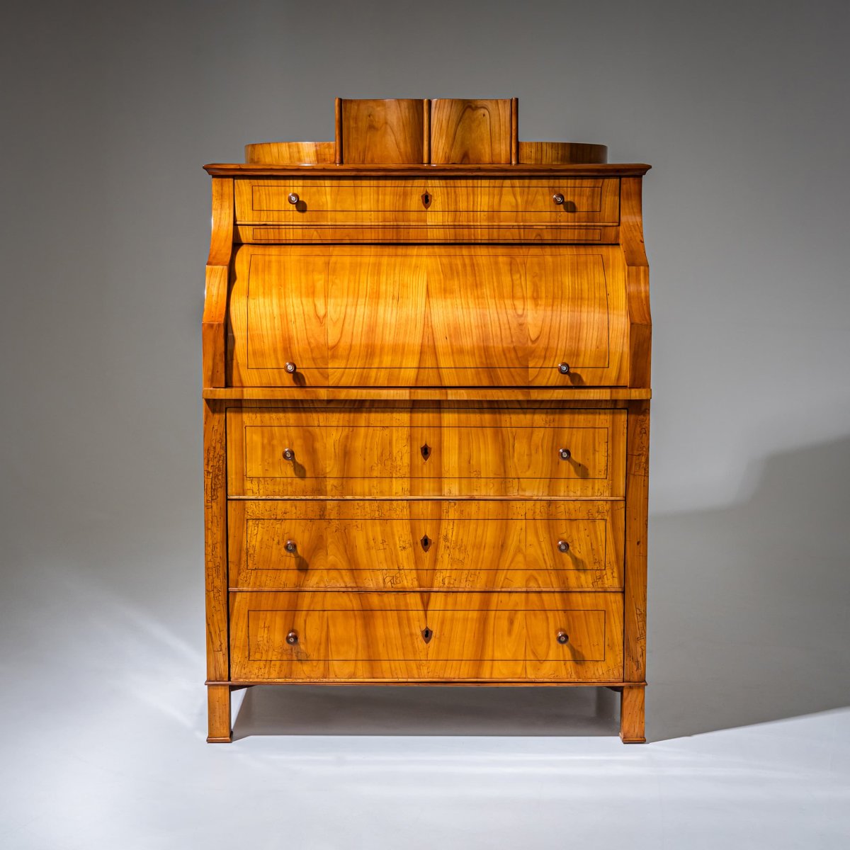 Biedermeier-style Drop-front Secretary Desk In Cherry Wood, Saxony, Circa 1835-photo-3