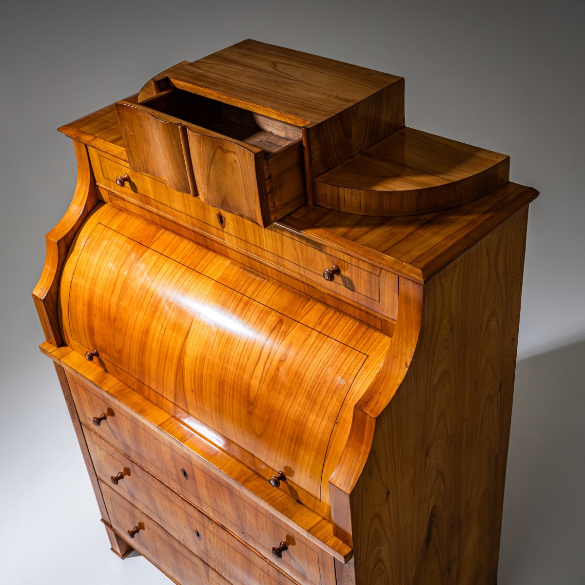 Biedermeier-style Drop-front Secretary Desk In Cherry Wood, Saxony, Circa 1835-photo-4