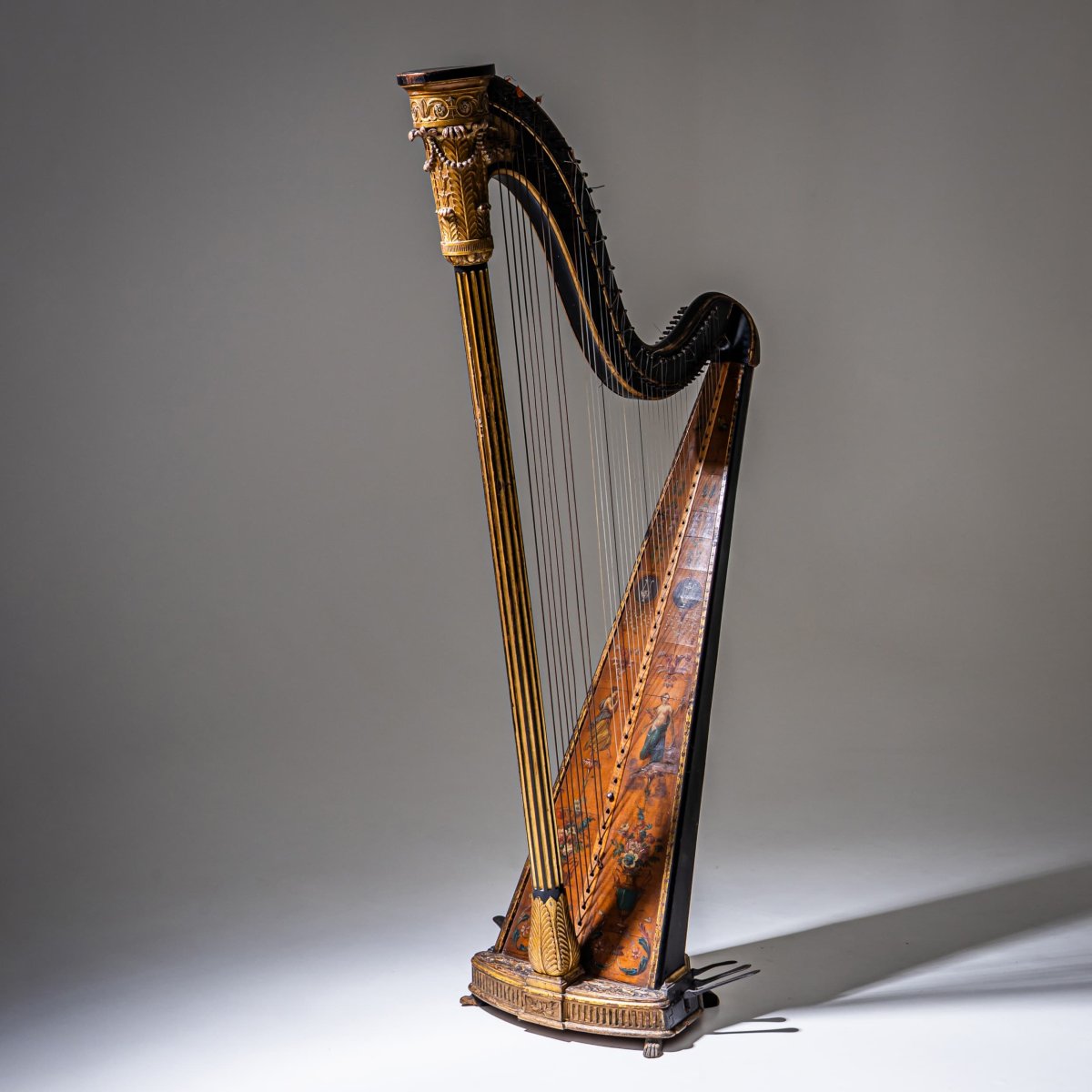 Pedal Harp With Figurative Decoration, Circa 1780-photo-1