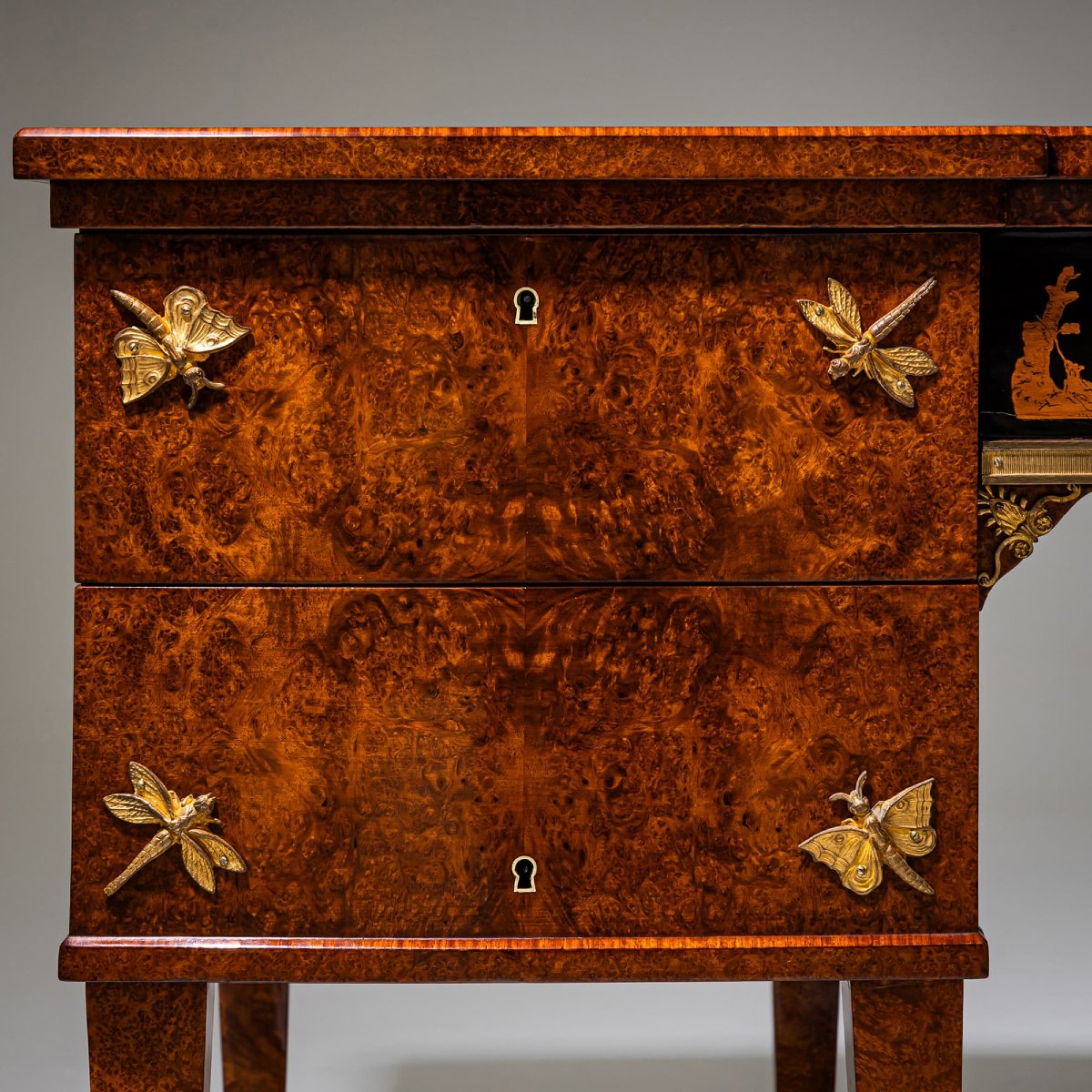 Bureau en loupe de thuya, Italie, vers 1900-photo-2