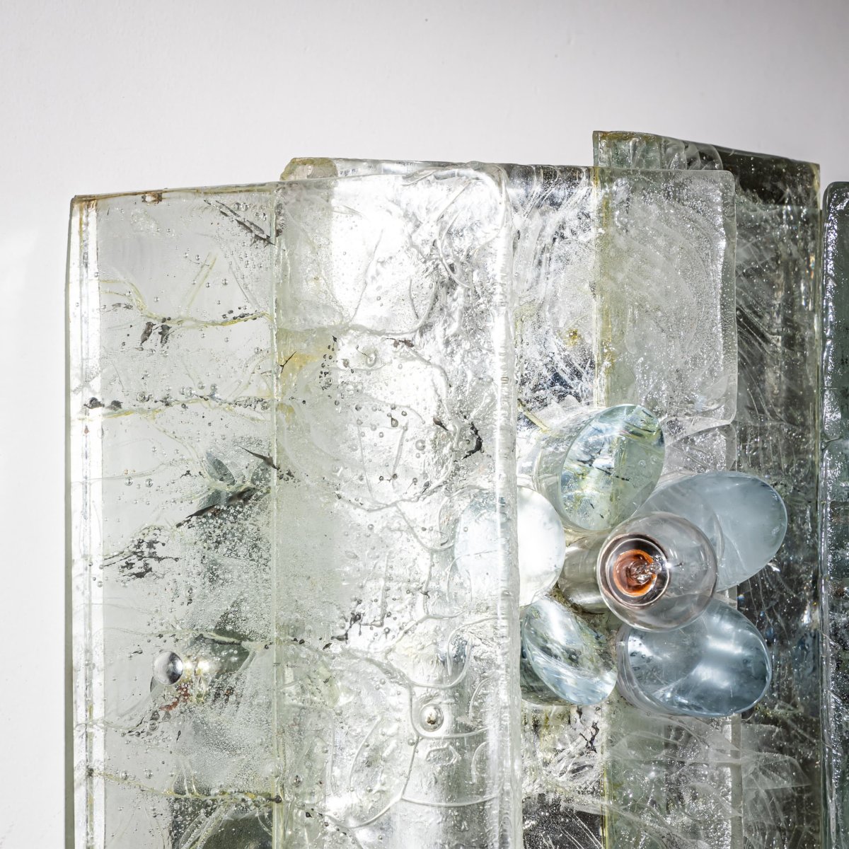Pair Of Glass Wall Sconces, Probably From Italy, Mid-20th Century-photo-2