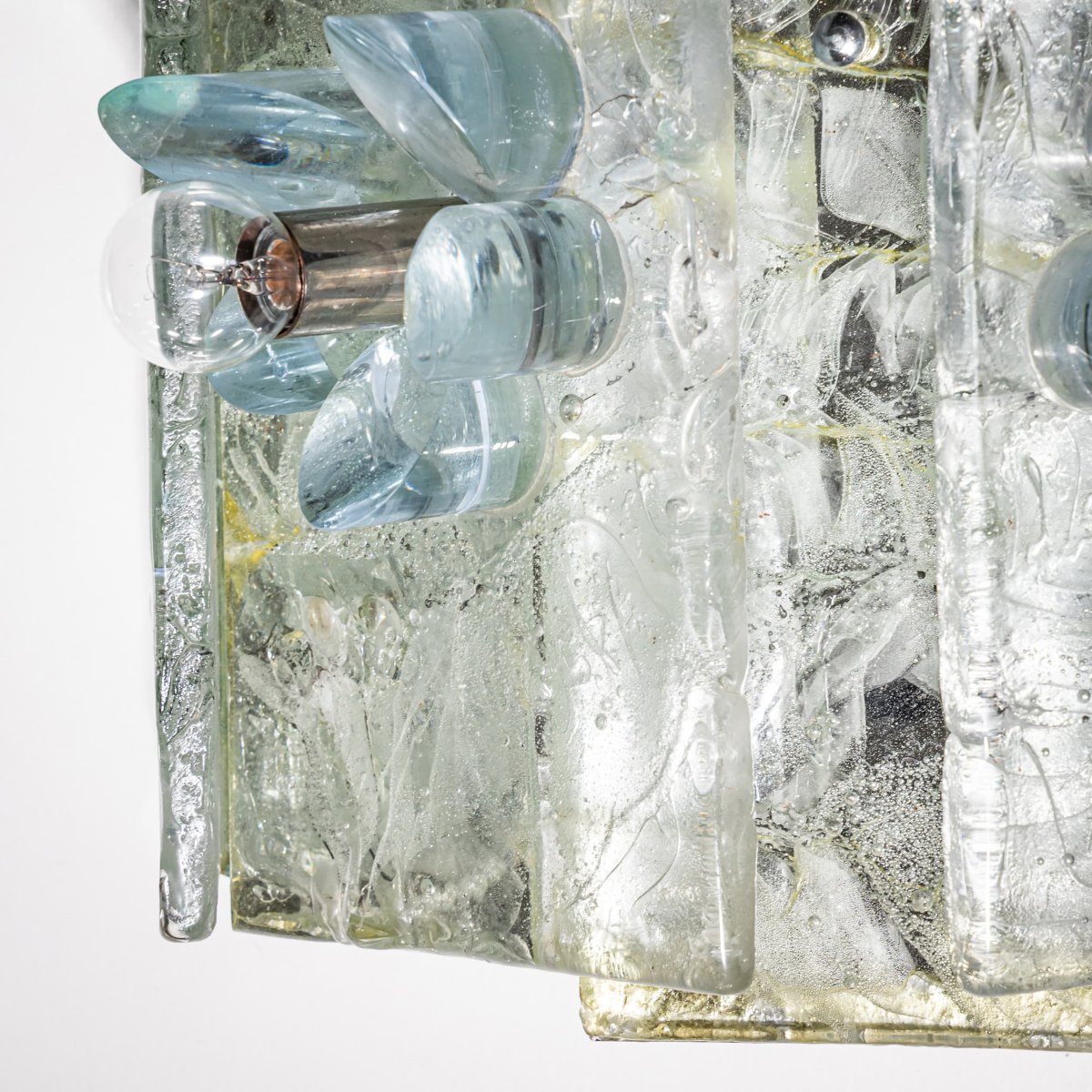 Pair Of Glass Wall Sconces, Probably From Italy, Mid-20th Century-photo-4