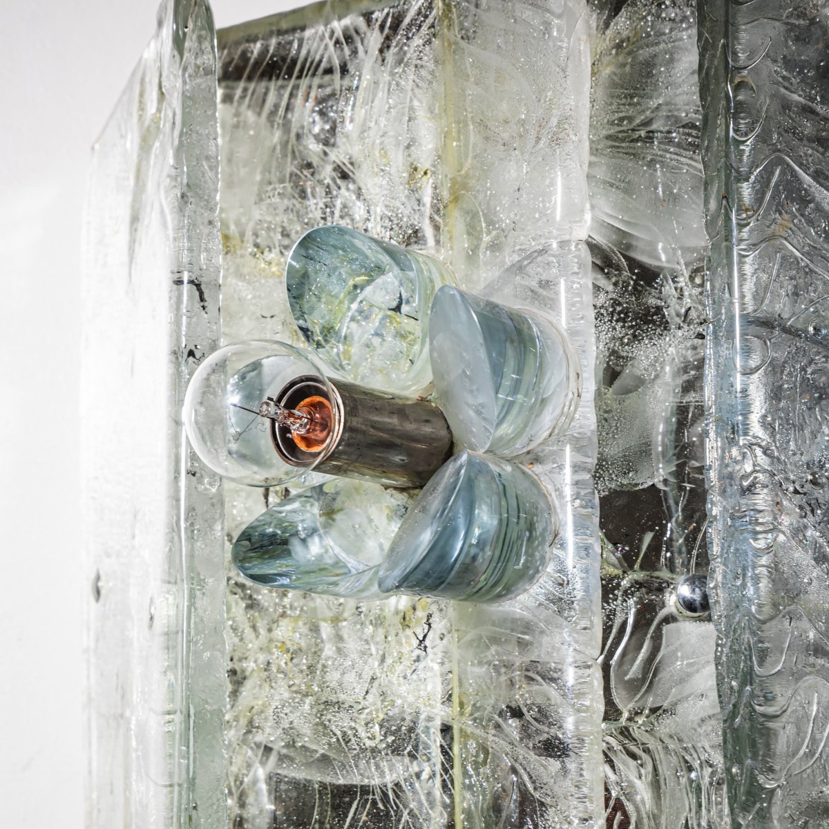 Pair Of Glass Wall Sconces, Probably From Italy, Mid-20th Century-photo-1