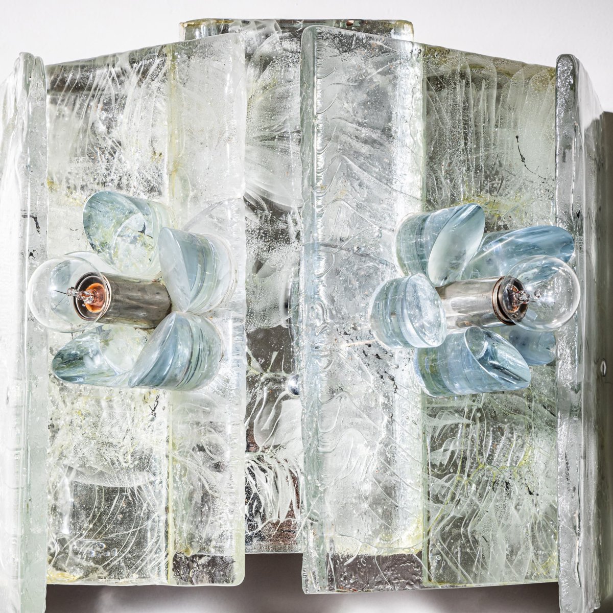 Pair Of Glass Wall Sconces, Probably From Italy, Mid-20th Century-photo-4