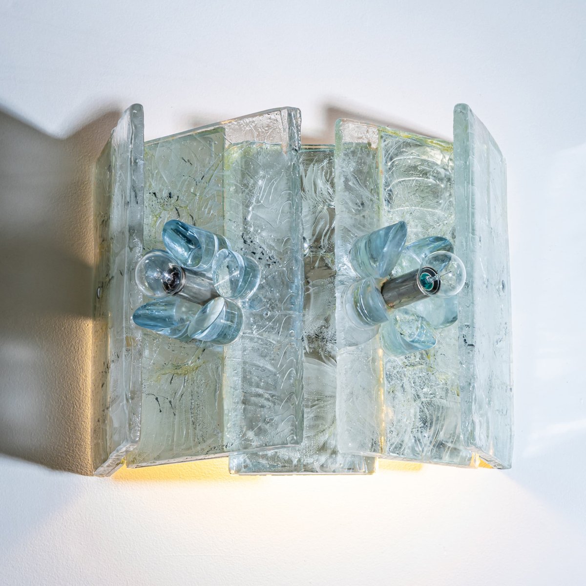Pair Of Glass Wall Sconces, Probably From Italy, Mid-20th Century-photo-8
