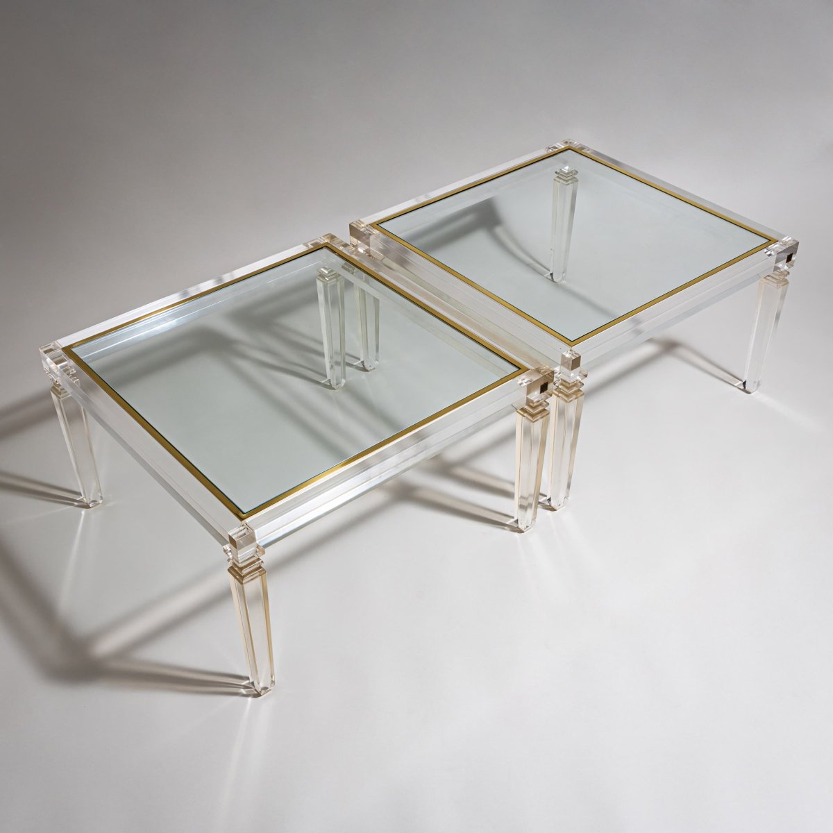 Pair Of Square Plexiglass Coffee Tables, Designed By Fabianart, Rome, Italy, Late 20th Century-photo-3