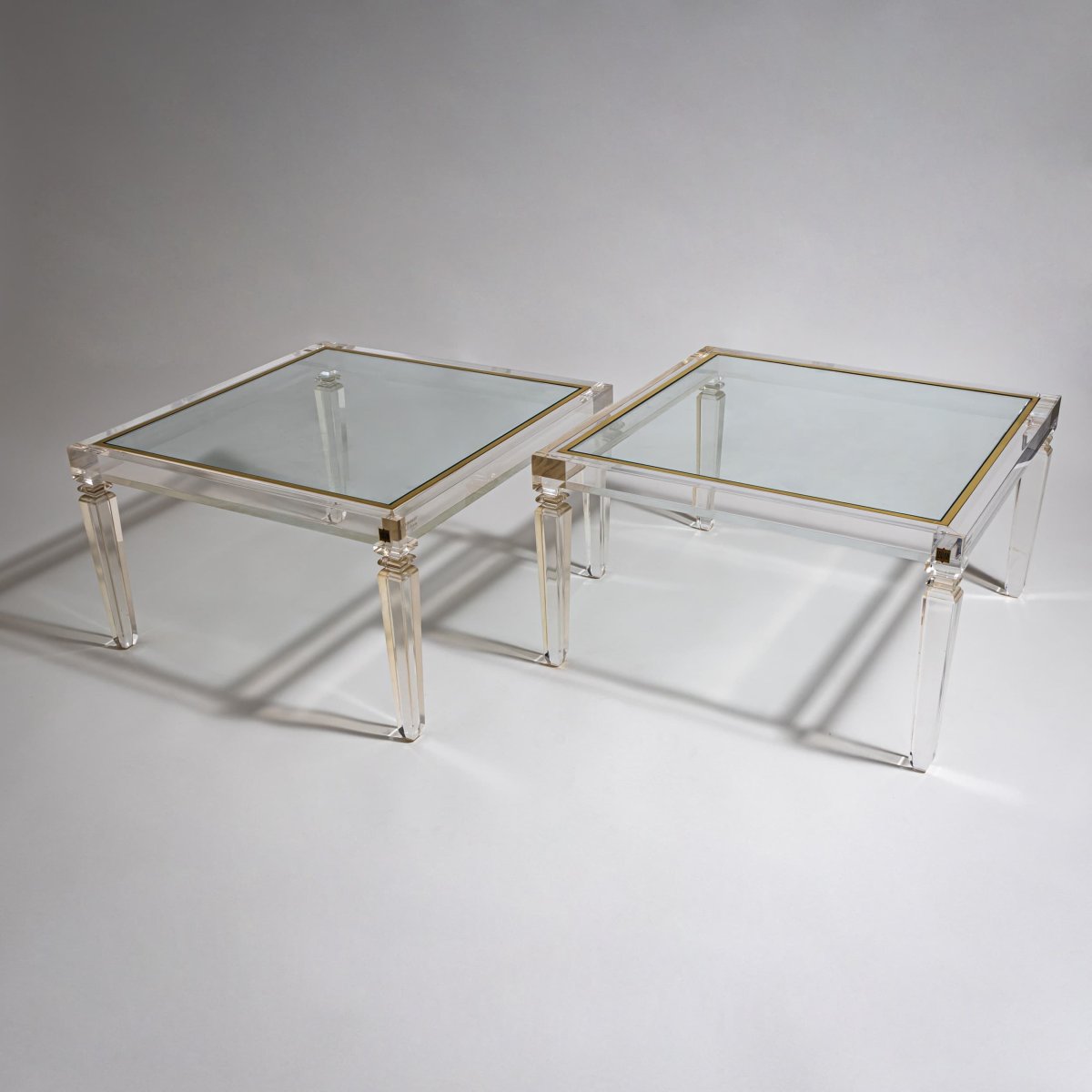 Pair Of Square Plexiglass Coffee Tables, Designed By Fabianart, Rome, Italy, Late 20th Century-photo-1