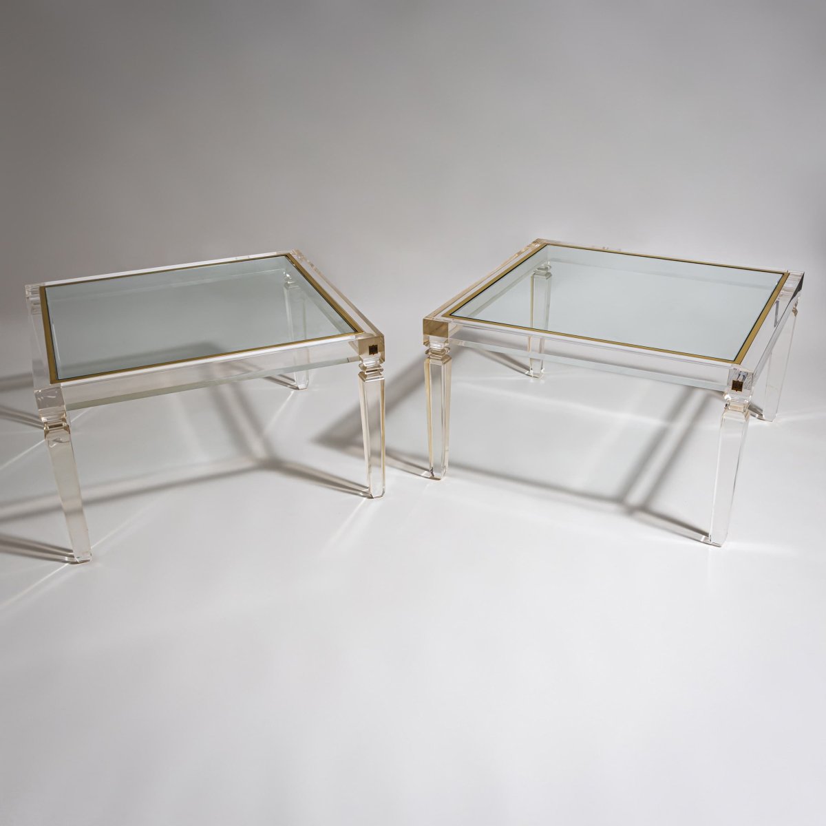 Pair Of Square Plexiglass Coffee Tables, Designed By Fabianart, Rome, Italy, Late 20th Century