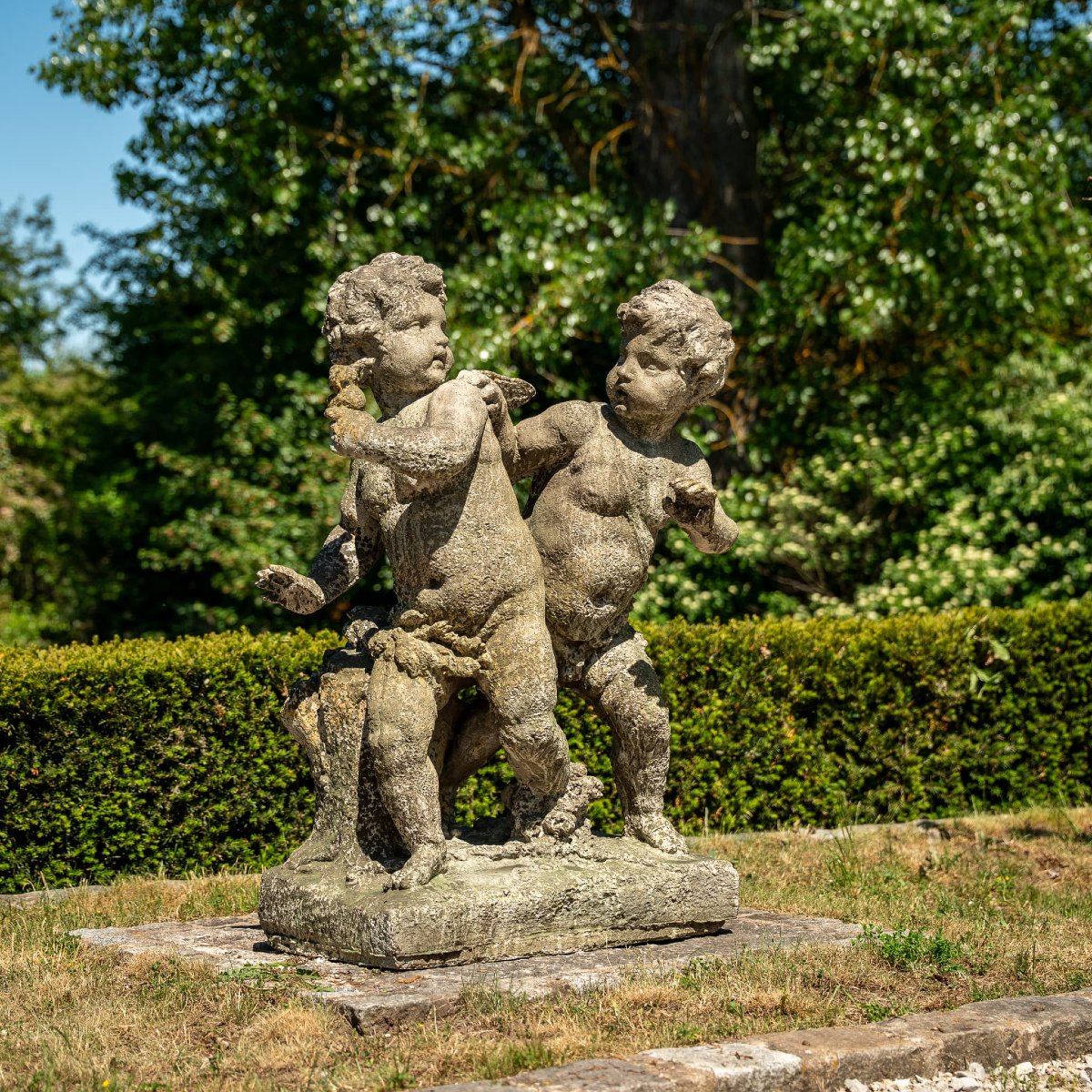 “playing Putti,” Stone Cast, Probably Late 20th Century-photo-4