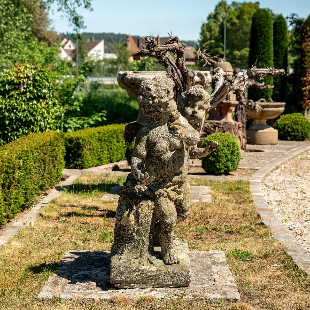 “playing Putti,” Stone Cast, Probably Late 20th Century-photo-6