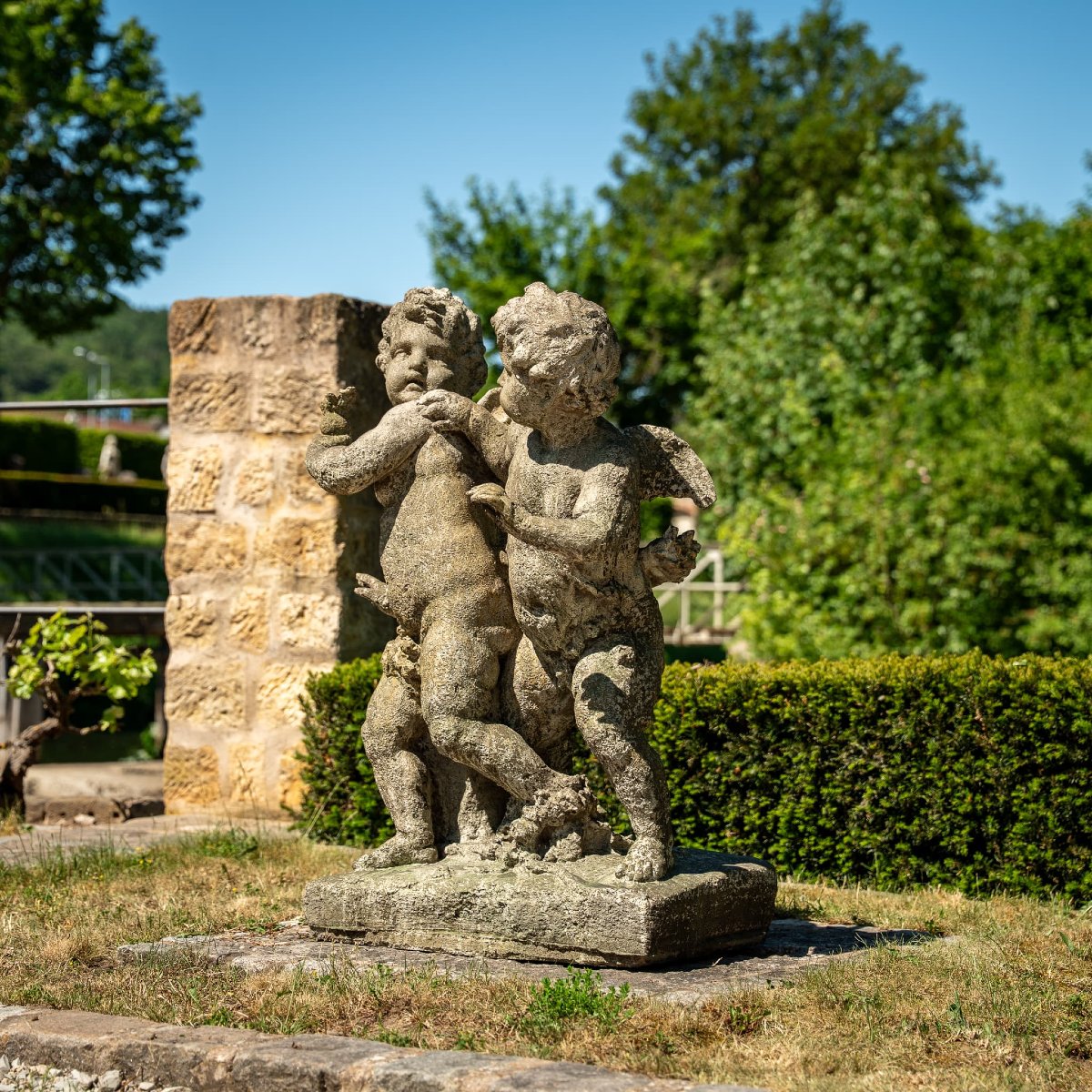 “playing Putti,” Stone Cast, Probably Late 20th Century-photo-8