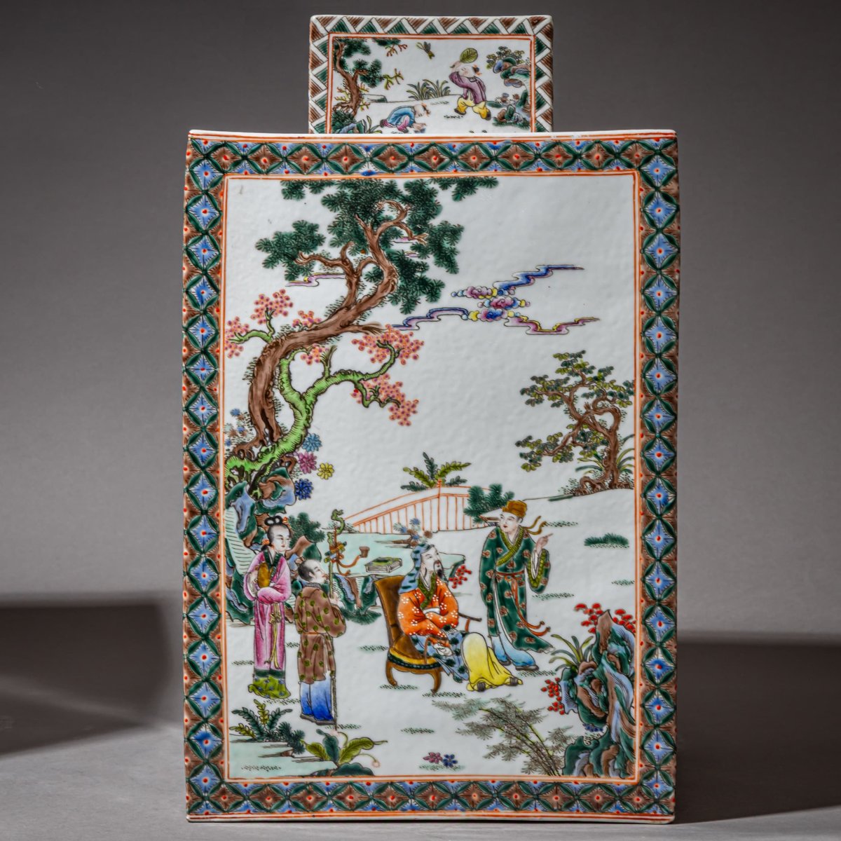 Paire de grandes boîtes à thé chinoises destinées à l'exportation, « Famille Rose », milieu du -photo-8