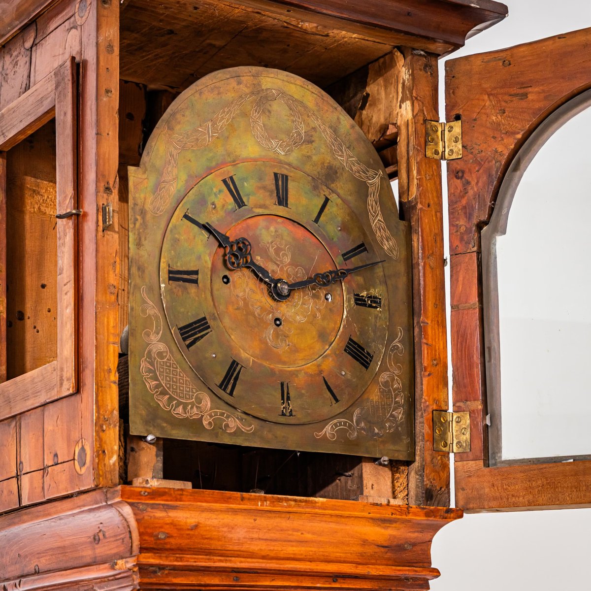 Horloge de parquet marquetée, XVIIIe siècle-photo-2
