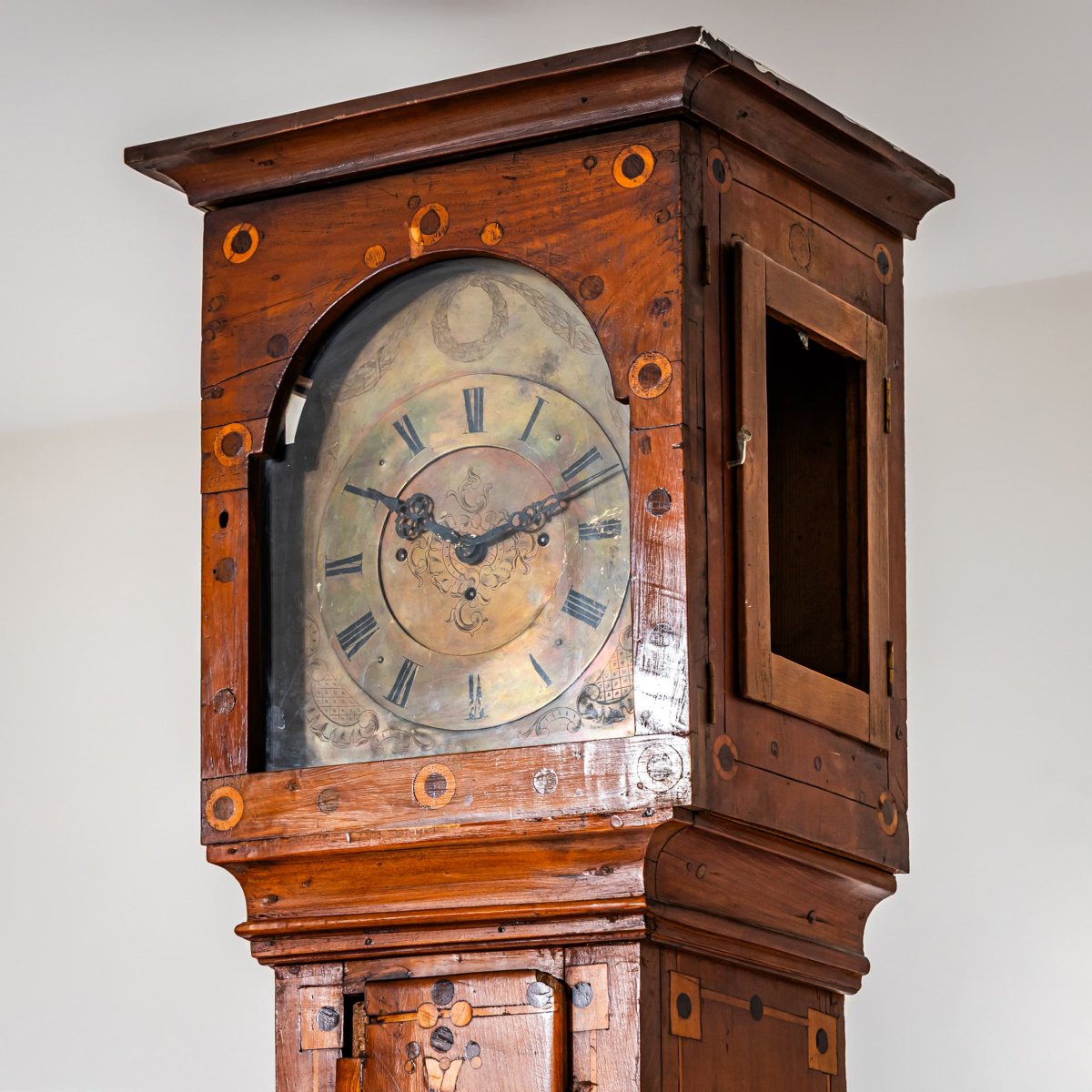 Horloge de parquet marquetée, XVIIIe siècle-photo-3