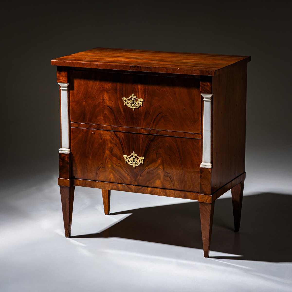 Early Biedermeier Chest Of Drawers With Marble Pilasters, Probably Berlin, Circa 1800