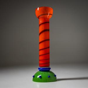 Barovier & Toso Vase, Orange And Green, Bag Series, Italy, Late 20th Century