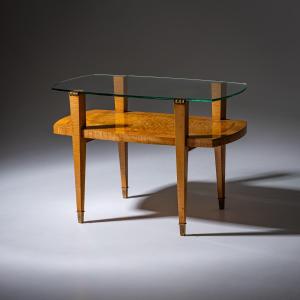 Art Deco Coffee Table With Glass Top, 1940s