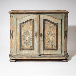 Petite armoire baroque peinte à la main, première moitié du XVIIIe siècle