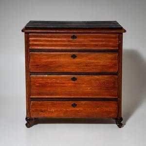 Red Louis-philippe Chest Of Drawers, 19th Century