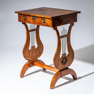 Biedermeier-style Lyre-shaped Sewing Table, Circa 1830