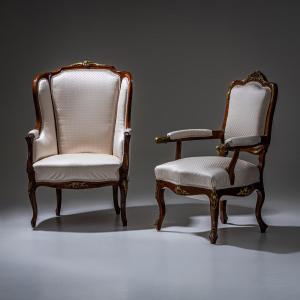 Fauteuil à oreilles de style Louis XV, Dresde / Allemagne, vers 1880
