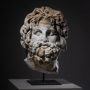 Head Of Asclepius, Modern Plaster Cast After The Antique Original, 21st Century
