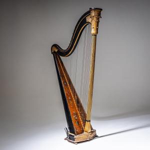 Harpe à pédales avec décor figuratif, vers 1780