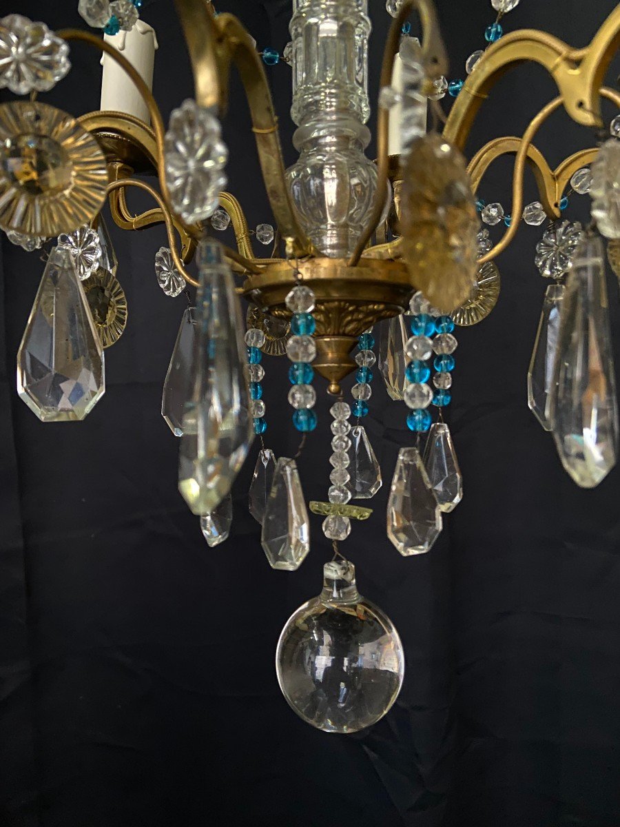 Chandelier With Blue Beads, 20th France-photo-4