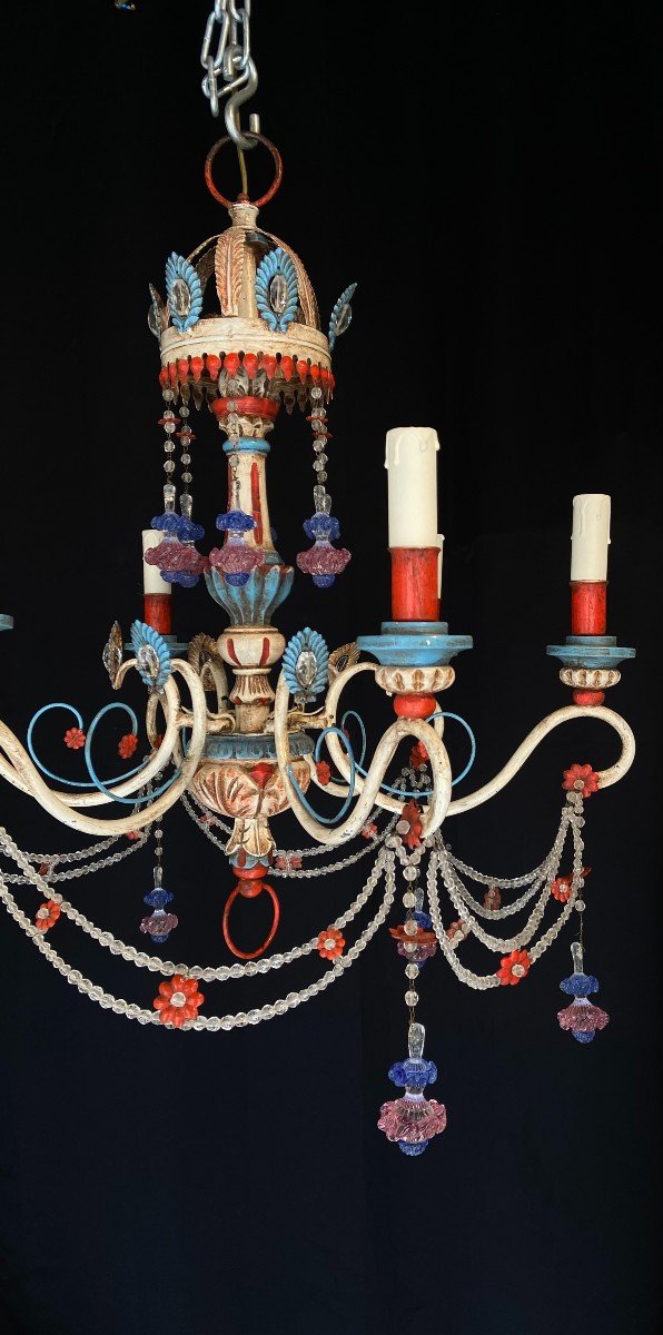 Chandelier With Six Candles, Mid-20th Century -photo-3