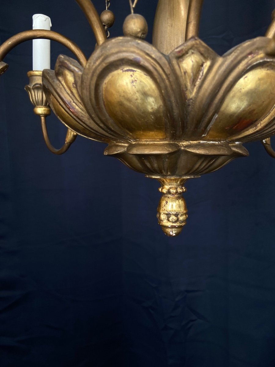 Lustre En Bois XXe Siècle -photo-1