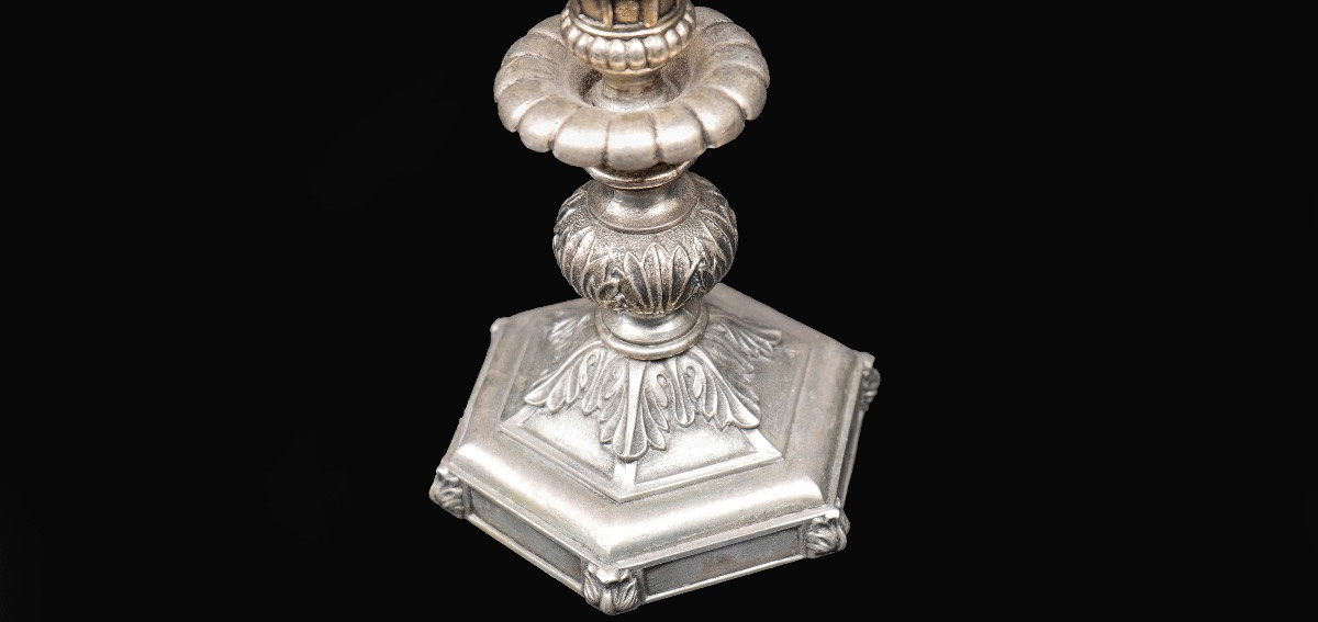 Pair Of Brass Lamps, 19th Century-photo-3