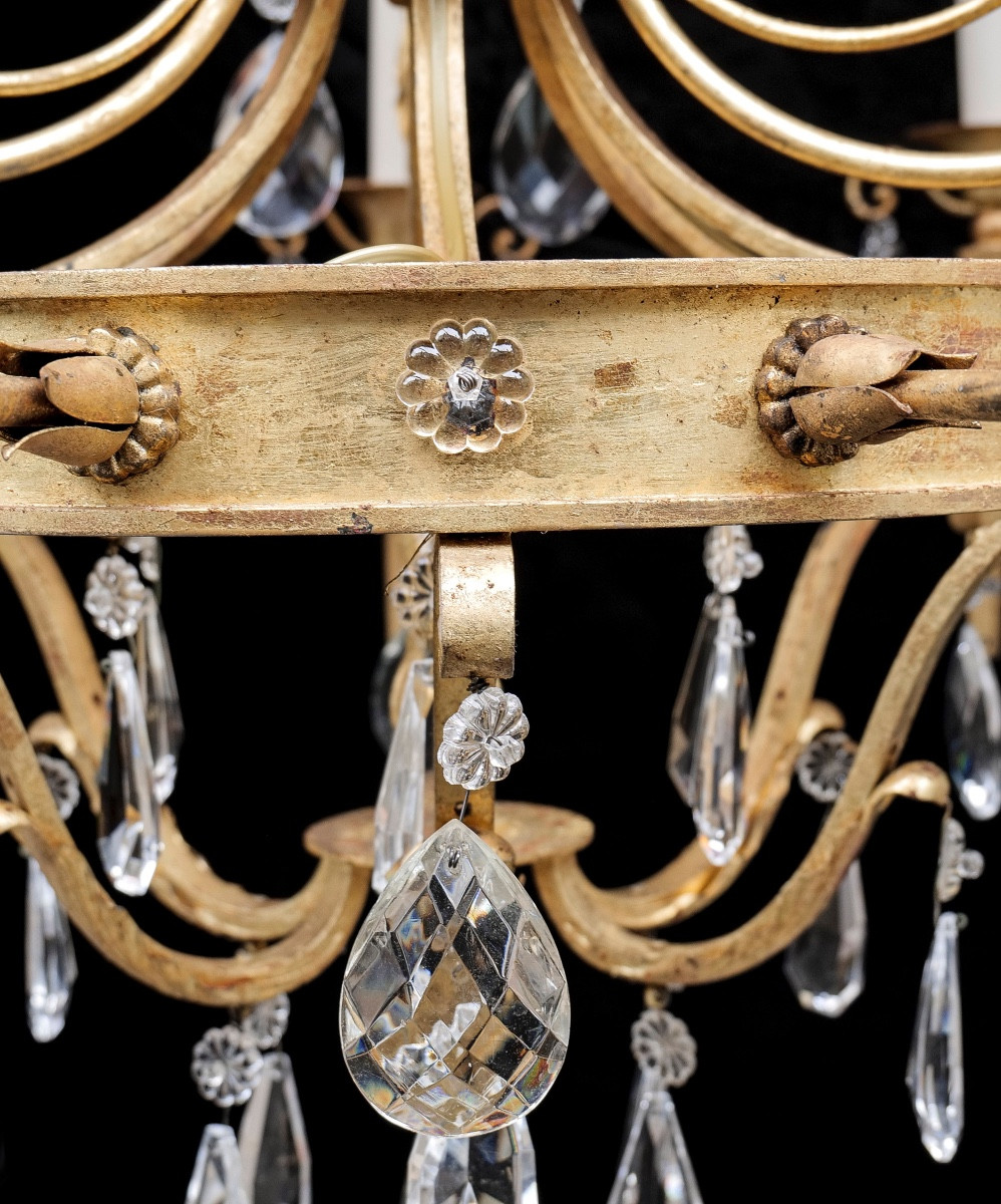 Lustre doré à la feuille, XXème -photo-1