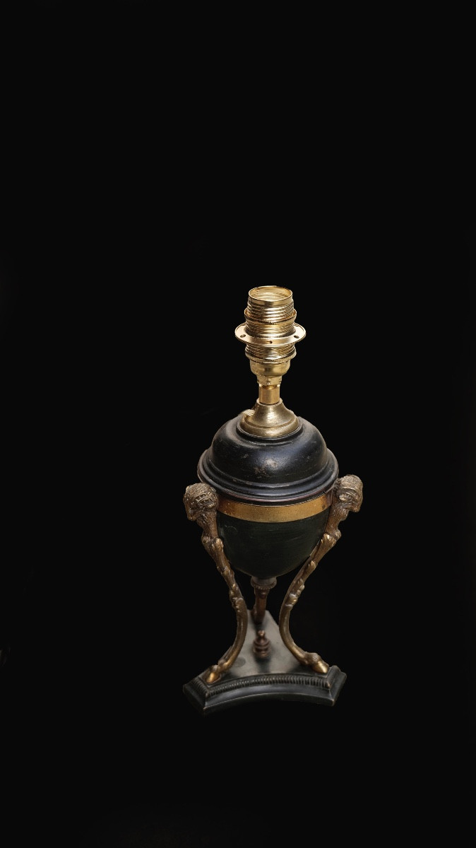 Desk Lamp With Ram's Head Motifs, 19th Century-photo-2