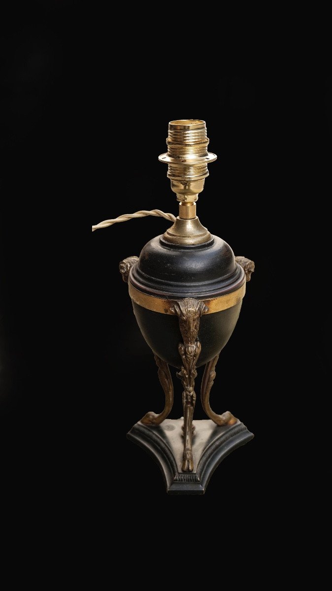 Desk Lamp With Ram's Head Motifs, 19th Century