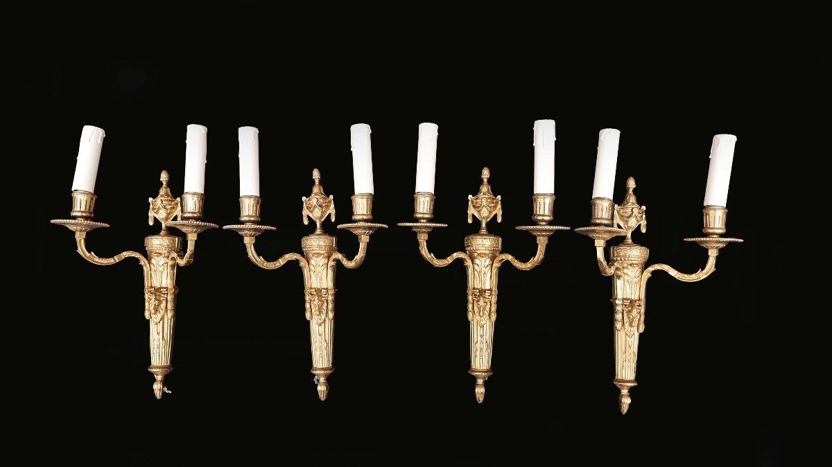 Paires d'appliques en laiton, XIXème