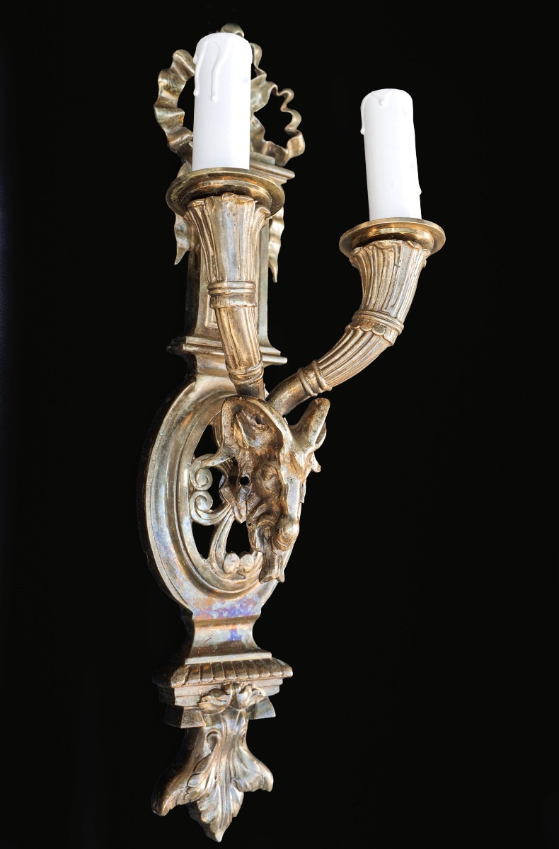 Paire d'appliques en bronze, XIXème-photo-2