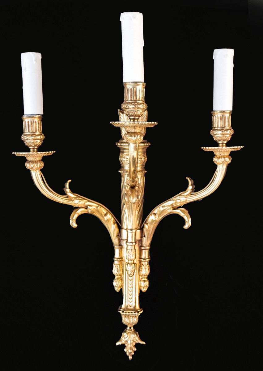 Applique en bronze, 3 lumières, XIXème