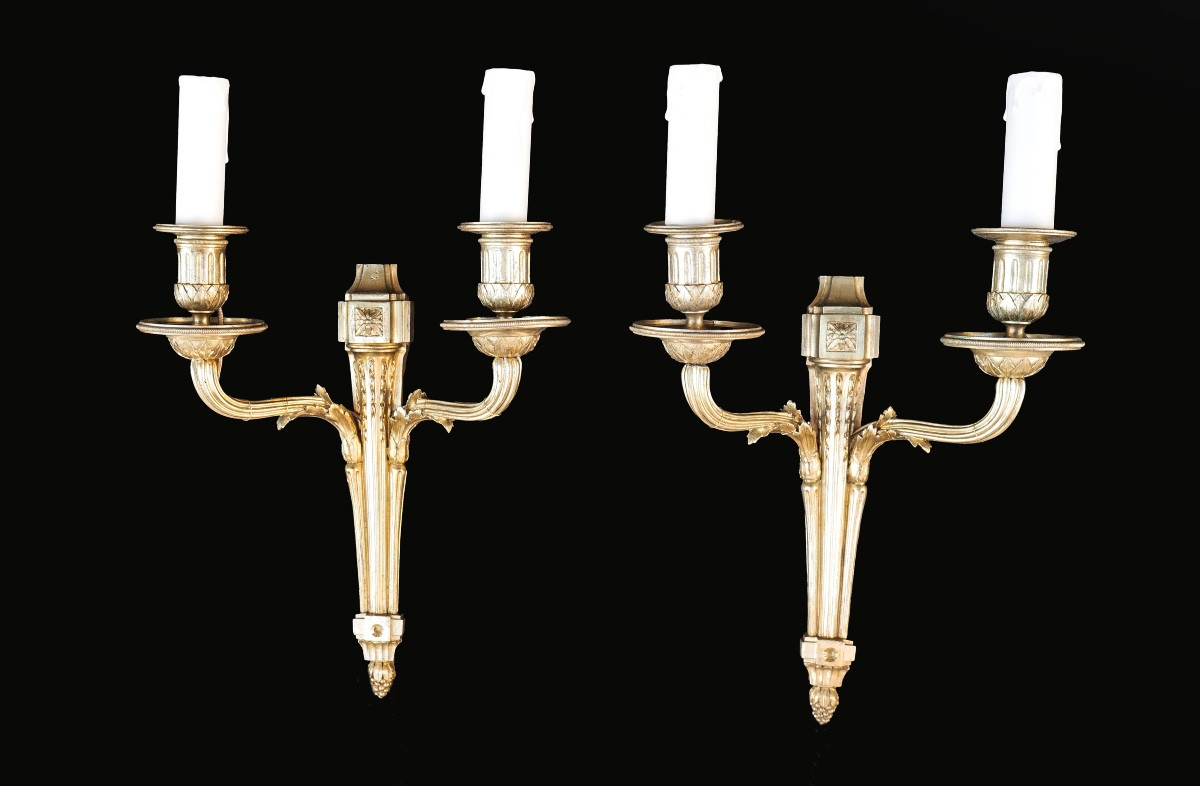 Pair Of Bronze Sconces, 20th Century